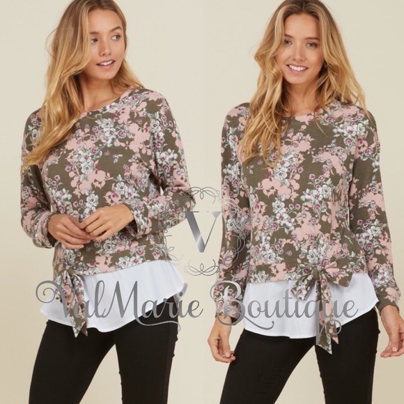 2 LEFT! LOVERS DREAM olive floral soft blouse top - Picture 7 of 8